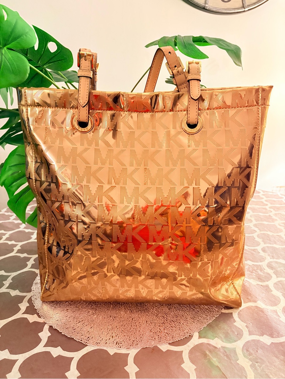 Michael Kors Metallic Gold Logo Tote